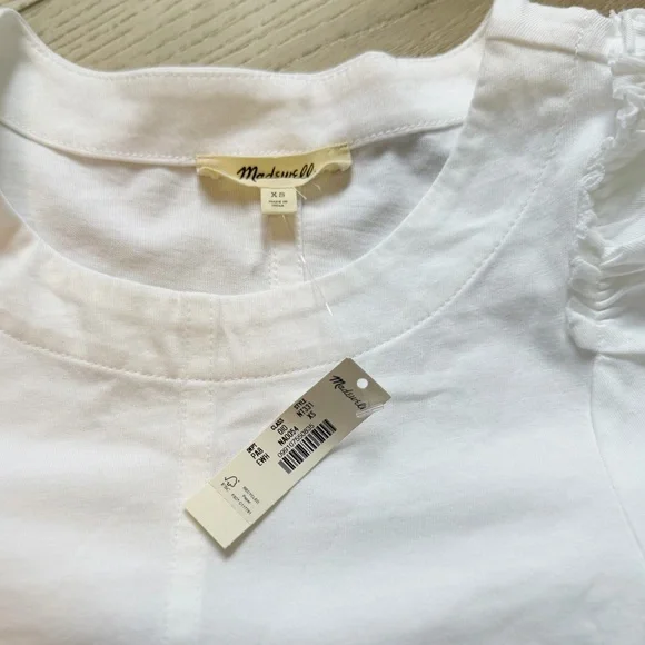 🌶️ NWT Madewell White Puff Sleeve Blouse Size XS - Picture 5 of 6